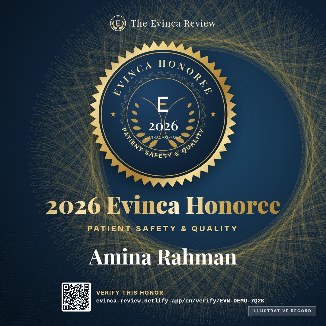 2026 Evinca Honoree — Patient Safety & Quality badge